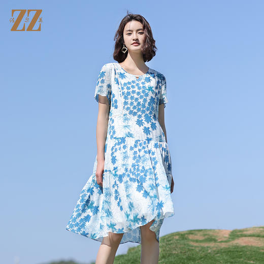 佐尔美夏季新款 桑蚕丝真丝乔其连衣裙女E12LS114 商品图0