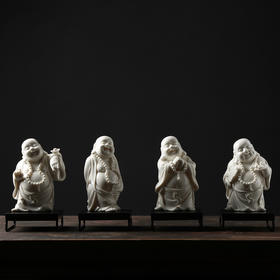 德化白瓷 《四喜临门系列》鸡翅木底座 苏巧龙大师作品