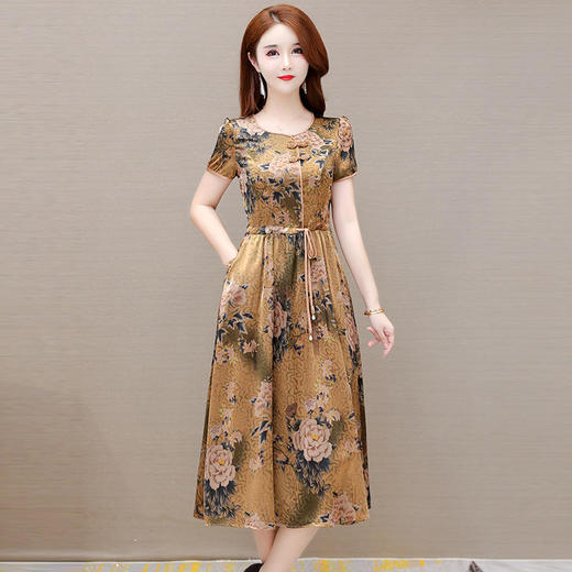 YWE ALLJ22A76减龄印花连衣裙贵夫人气质优雅a字裙 商品图0