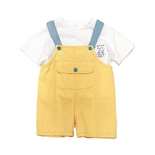 黛唯梵儿童背带裤套装男女童2022夏季洋气宝宝彩色婴儿背带短裤两件套潮 商品图4