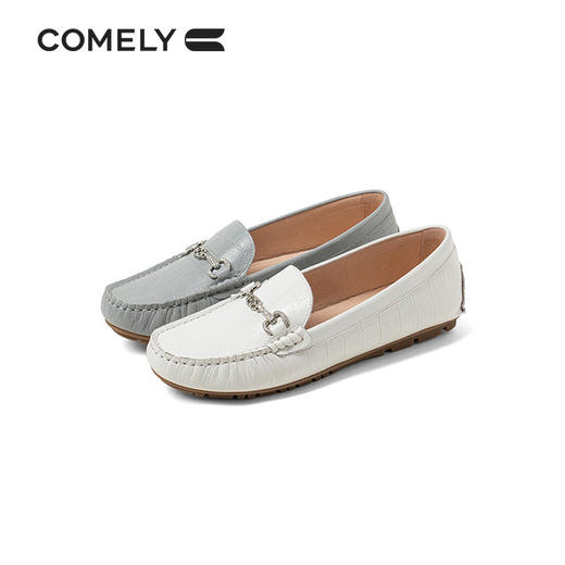 康莉真皮乐福鞋女软皮舒适中口一脚蹬软皮懒人鞋KJH11150 商品图4