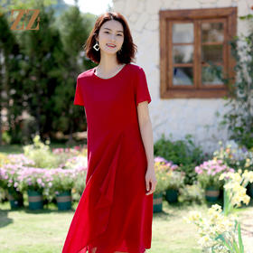 佐尔美2022夏季新款 桑蚕丝真丝乔其提花连衣裙女E12LS87