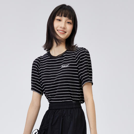 水云间22年夏户外周末条纹休闲T恤12220242 商品图1
