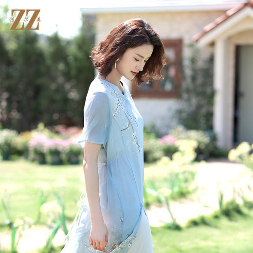 佐尔美夏季新款 桑蚕丝真丝乔其连衣裙女E12LS83 商品图2