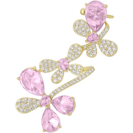 ZEGL粉色花朵耳环女耳骨夹耳钉一体小众设计感925银针夏季耳饰品 商品图6