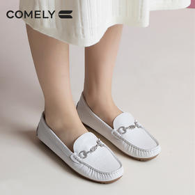 康莉真皮乐福鞋女软皮舒适中口一脚蹬软皮懒人鞋KJH11150