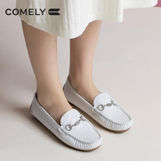 康莉真皮乐福鞋女软皮舒适中口一脚蹬软皮懒人鞋KJH11150 商品图0