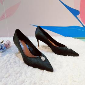 IUIU SECOND 气质马毛尖头高跟鞋浅口单鞋U29CE32881