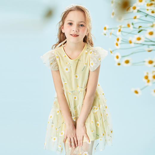 mettekids儿童裙子2022童装洋气网纱小飞袖公主裙女童夏季连衣裙 商品图2