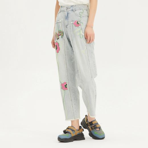 MIIDII谜底牛仔裤女2022春款舒适柔软天丝棉刺绣长裤女221MK0032 商品图0