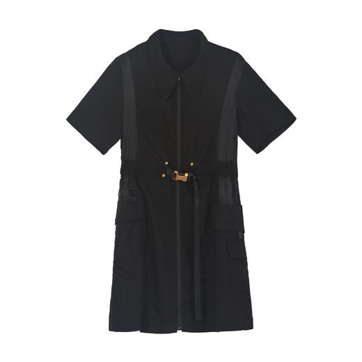 谜底2022夏季新款工装感拼接尖领收腰莱赛尔连衣裙225ML6045 商品图4