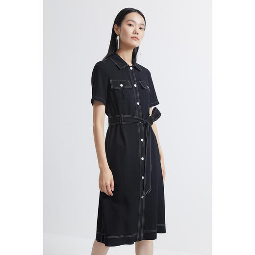 INSUN恩裳2022夏季新款时尚腰带设计休闲工装感醋酸牛仔连衣裙9C32205160 商品图2