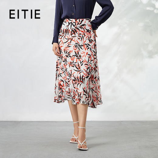 EITIE爱特爱夏装款时尚复古印花过膝中长款半身裙女6606311 商品图0