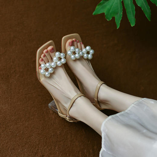 优雅百搭，珍珠仙女水晶跟凉鞋WC-M9668 商品图9