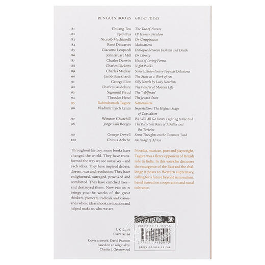 【中商原版】泰戈尔：民族主义 英文原版 Penguin Great Ideas : Nationalism Rabindranath Tagore 商品图1