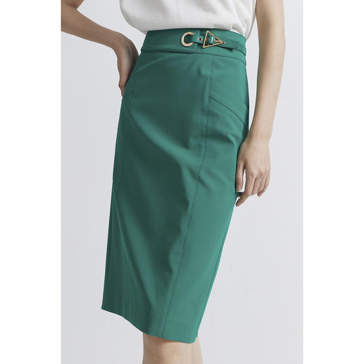 INSUN恩裳2022夏季新品精巧时尚腰部设计摩登现代感直筒半身裙9C32250046 商品图3