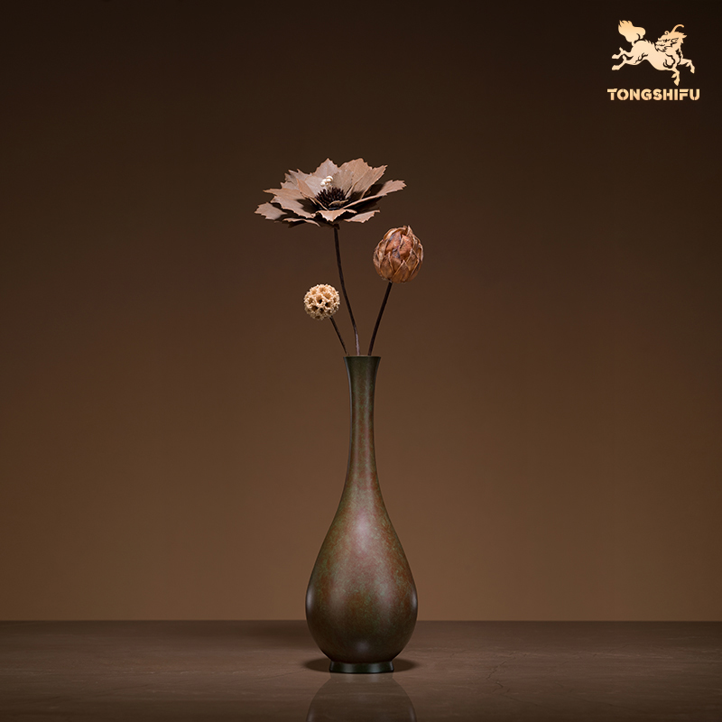 铜师傅 铜摆件《雅致花瓶》铜工艺品 家居客厅桌面花瓶装饰品