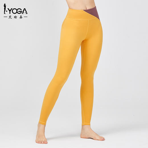IYOGA高腰健身裤提臀紧身弹力跑步夏亲肤莱卡N66透气撞色瑜伽裤女k9-064 商品图1