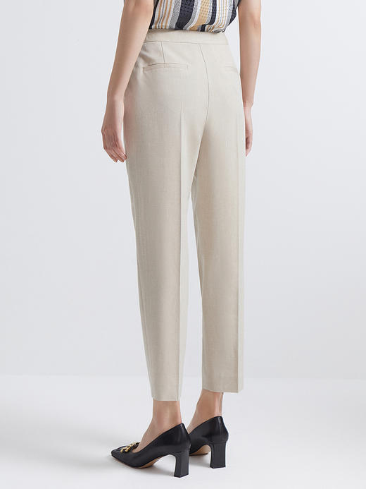 INSUN恩裳2022夏新品舒适麻感肌理百搭小脚西装裤9C32220030 商品图2