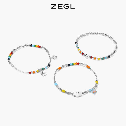 ZEGL小彩串彩虹串珠手链女生925纯银夏日多巴胺穿搭彩色笑脸手饰 商品图2