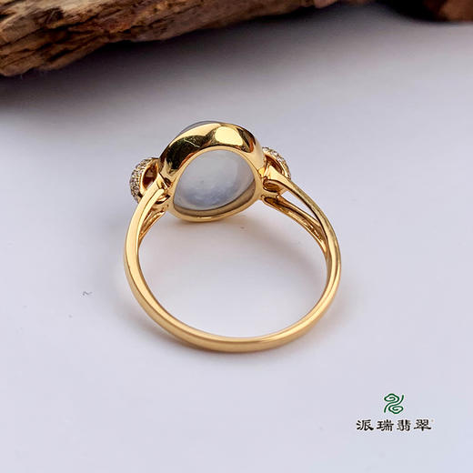 派瑞翡翠 18k金翡翠戒指 冰种 无色 商品图3