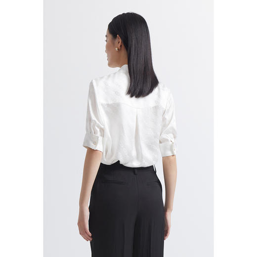 INSUN恩裳2022夏季新品时尚立领飘带设计线条感印花真丝衬衫女9C32230190 商品图1