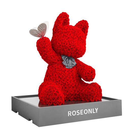 【告白神器】ROSEONLY诺誓 高端定制款 永生玫瑰猫公仔 送爱人女友礼物 商品图1