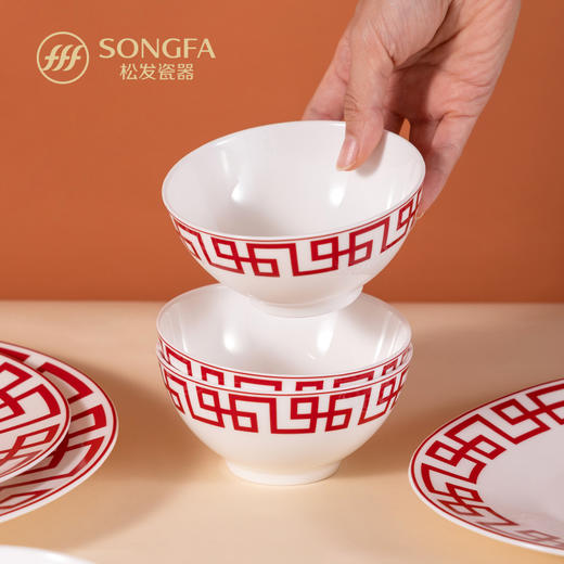 66头囍事连连骨瓷餐具 商品图3