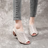 时尚百搭，平稳坡跟凉鞋 镂空鱼嘴套脚鞋软底头层软牛皮洞洞鞋GL6886 商品缩略图0