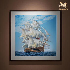 铜师傅 手工錾刻 铜雕画《乘风破浪》装饰画