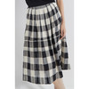 INSUN恩裳2022夏季新款时尚黑白撞色格纹层次感收褶醋酸半身裙9C32250050 商品缩略图3