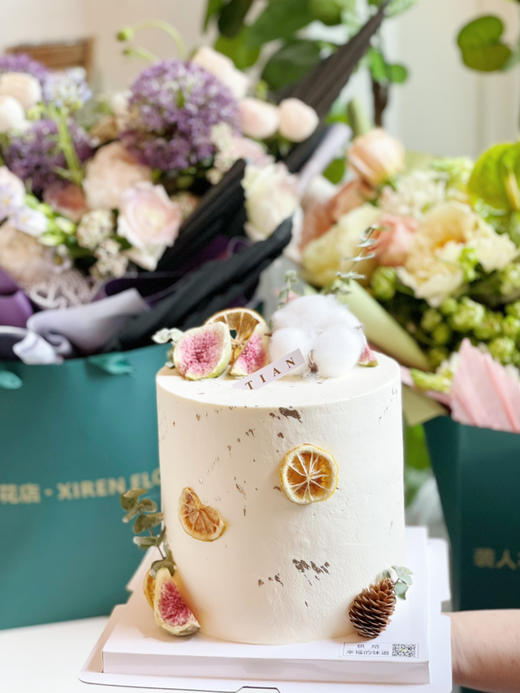 6寸15厘米超高。森系棉花主题蛋糕 商品图6