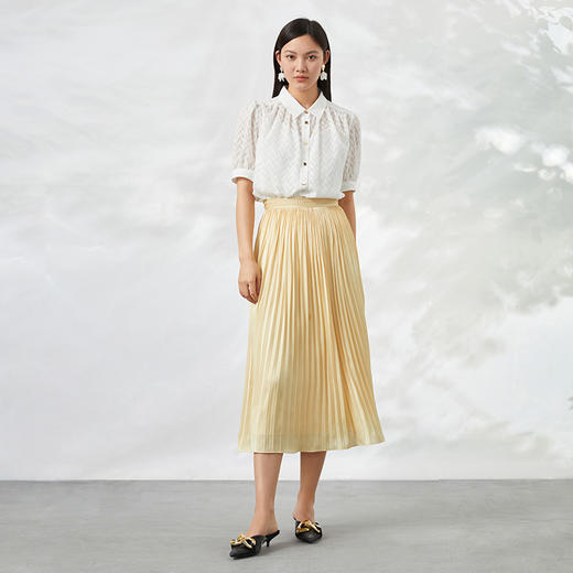 EITIE爱特爱夏季新款翻领优雅气质通勤衬衫显瘦镂空上衣6609304衬衣 商品图3