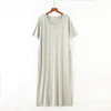 韩版V领短袖棉大码莫代尔连衣裙宽松休闲开叉长裙YHH-2009 商品缩略图6