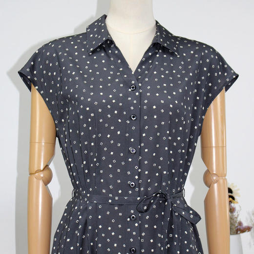 FOCALS福柯斯夏季桑蚕丝衬衫领短袖印花中长款连衣裙FRRBX283AM 商品图3