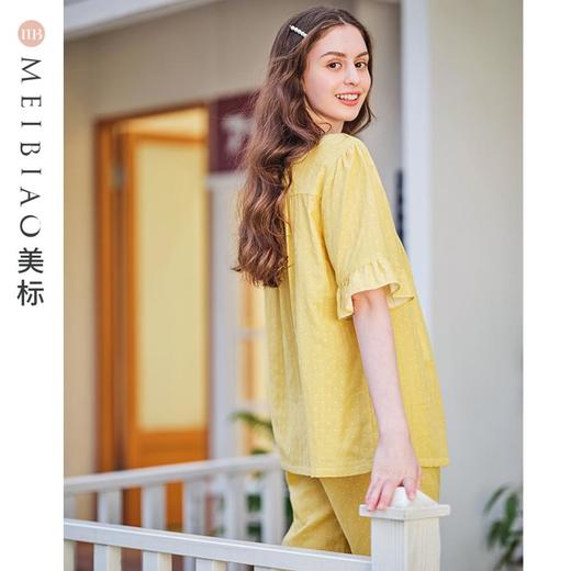 3楼 美标淡黄色家居服双层棉纱套装89153 商品图2