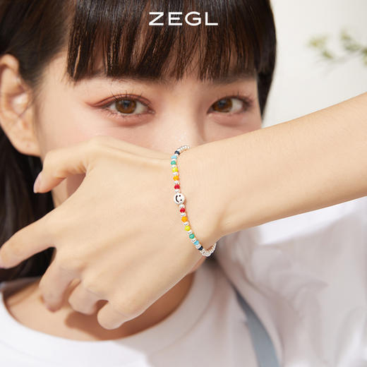ZEGL小彩串彩虹串珠手链女生925纯银夏日多巴胺穿搭彩色笑脸手饰 商品图6