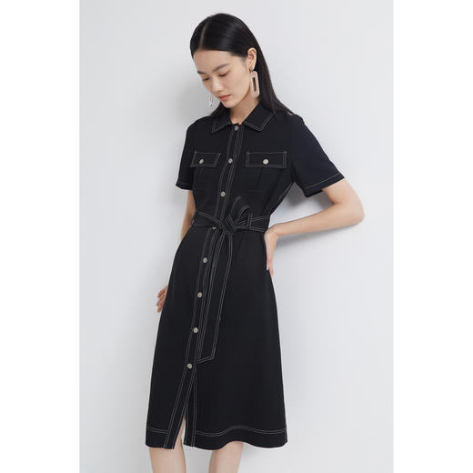 INSUN恩裳2022夏季新款时尚腰带设计休闲工装感醋酸牛仔连衣裙9C32205160 商品图4