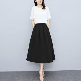 HR WZ225929时尚纯色简约套装显瘦上衣半身裙套装