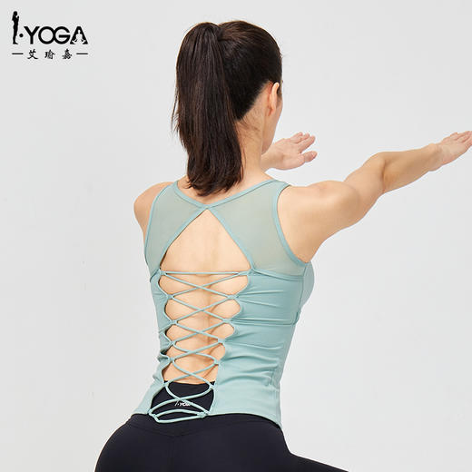 IYOGA瑜伽背心夏女士时尚交叉绑带美背外穿小码透气 亲肤莱卡B051 商品图3
