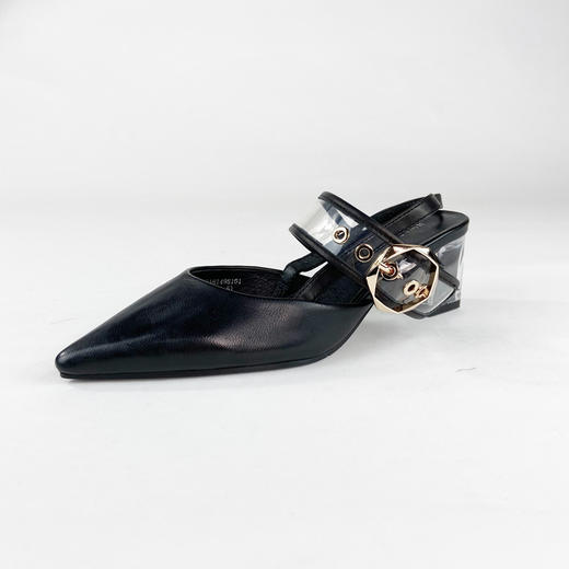 IUIU SECOND 春夏羊皮尖头粗跟后空凉鞋高跟鞋U29AH14981 商品图1