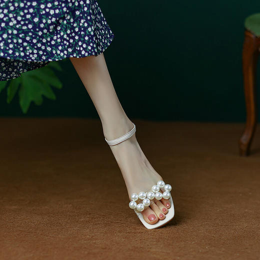 优雅百搭，珍珠仙女水晶跟凉鞋WC-M9668 商品图2