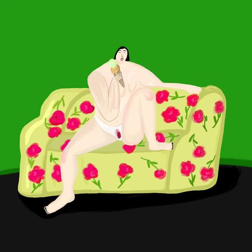 《在绿色沙发上大胆的后悔》 商品图0