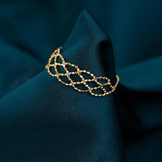 中国黄金18K金编制网纹戒指 商品图0