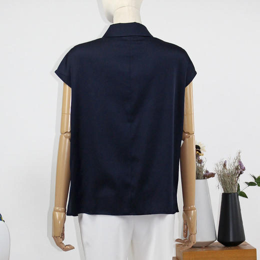 FOCALS福柯斯女装夏季新款桑蚕丝短袖印花上衣衬衫FRRBS163BV 商品图2