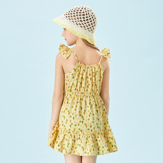 mettekids儿童裙子2022童装荷叶边薄款吊带菠萝女童夏季连衣裙 商品图2