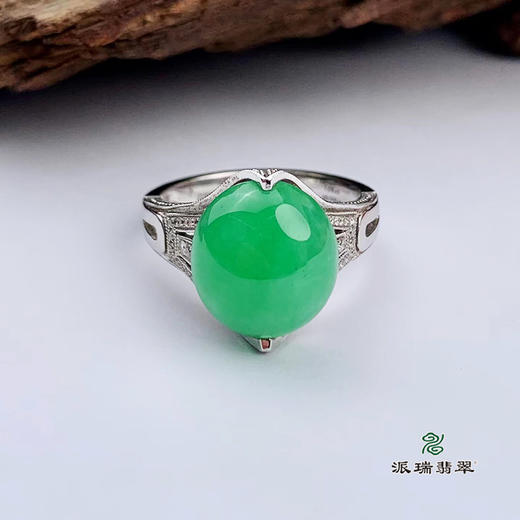 派瑞翡翠 18k金翡翠戒指 糯冰种 绿色 商品图1