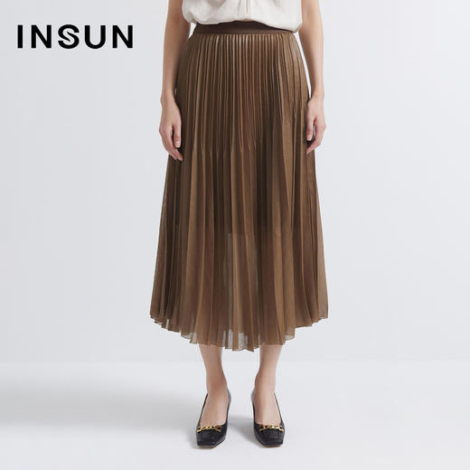 INSUN恩裳2022夏季时尚品质感轻盈舒适优雅光泽感半身裙9C32250030 商品图0