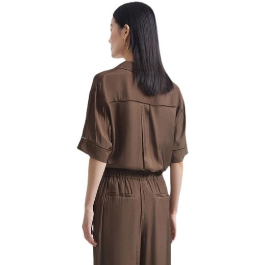 INSUN恩裳2022夏季新品时尚微褶皱简约休闲舒适凉爽醋酸衬衫9C32230070 商品图2