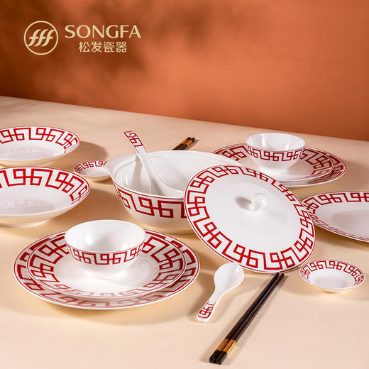 66头囍事连连骨瓷餐具 商品图1
